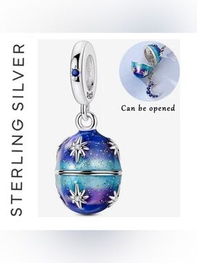 🌟 S925 Sterling Silver Starry Night Openable Egg Charm